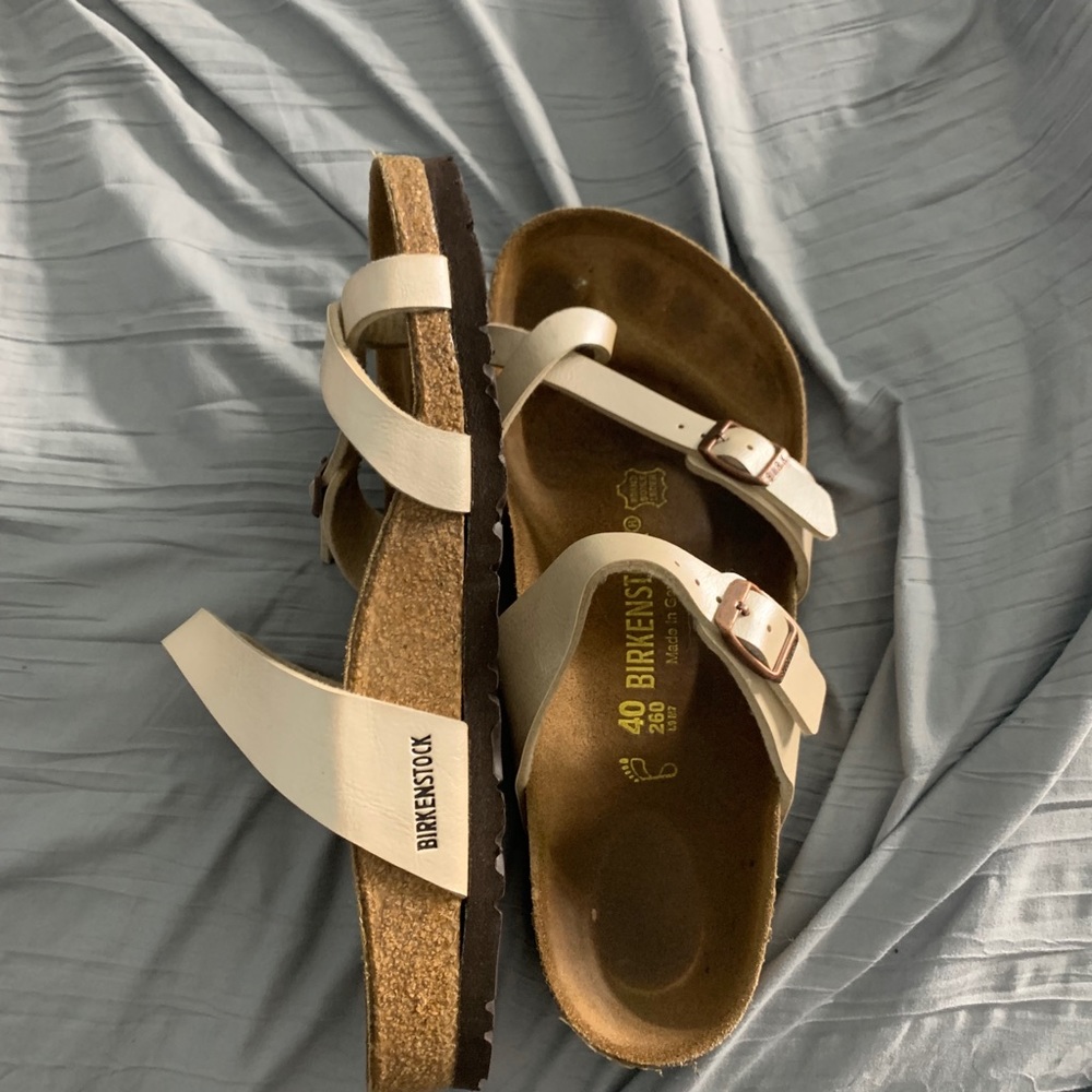 cream birkenstocks